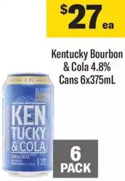 Liquorland Kentucky Bourbon & Cola 4.8% offer