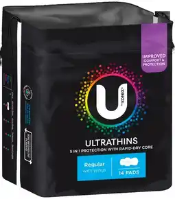 IGA U By Kotex Ultrathins Pads 8‑14 Pack Selected Varieties offer