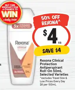 IGA Rexona Clinical Protection Antiperspirant Roll-On Selected Varieties offer
