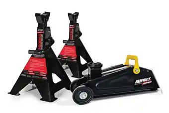 Impact 2 tonne ratchet axle stands + 1.4 tonne diy trolley jack