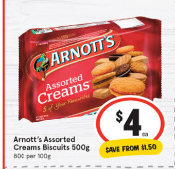 IGA Arnott's Assorted Creams Biscuits 500g offer