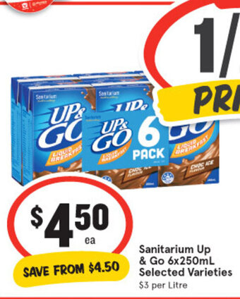 IGA Sanitarium Up & Go 6x250ml offer