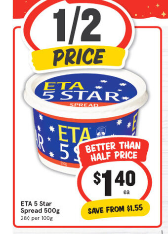 IGA ETA 5 Star Spread 500g offer