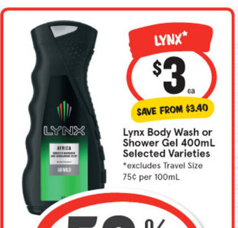 IGA Lynx Body Wash or Shower Gel 400ml offer
