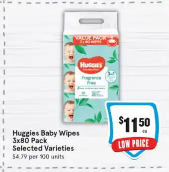 IGA Huggies Baby Wipes 3x80 Pack offer