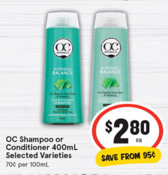 IGA OC Shampoo or Conditioner 400ml offer