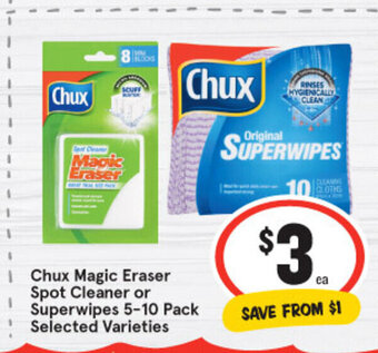 IGA Chux Magic Eraser Spot Cleaner or Superwipes 5-10 Pack offer
