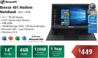 Leader Computers Breeze 401 Modern Notebook offer