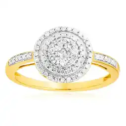 Shiels 9ct Yellow Gold 1/2 Carat Halo Diamond Ring offer