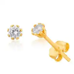 Shiels 9ct Yellow Gold Silver Filled Cubic Zirconia Claw Stud Earrings offer