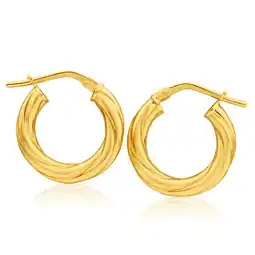Shiels 9ct Yellow Gold Silver Filled Soft Twist 10mm Hoop Earrings offer