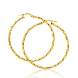 Shiels 9ct Yellow Gold Silver Filled Twist 40mm Hoop Earrings offer