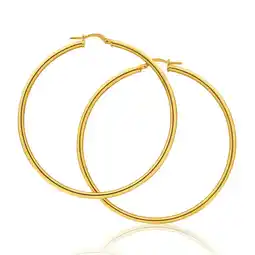 Shiels 9ct Yellow Gold Silver Filled Gypsy 50mm Hoop Earrings offer