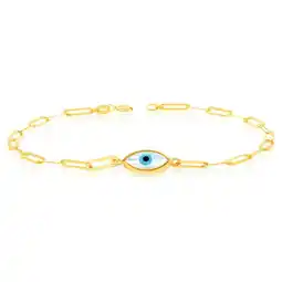 Shiels 9ct Yellow Gold Evil eye On Paperclip 19cm Bracelet offer