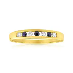 Shiels 9ct Yellow Gold Natural Sapphire and Cubic Zirconia Channel Set Ring offer