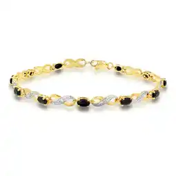 Shiels 9ct Yellow Gold Natural Black Sapphire and Diamond Infinity Bracelet 18cm offer