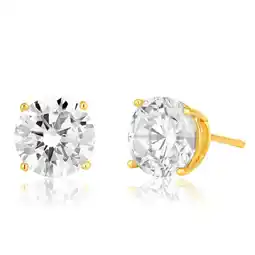 Shiels 9ct Yellow Gold Cubic Zirconia Brilliant Cut 6.5mm Stud Earrings offer
