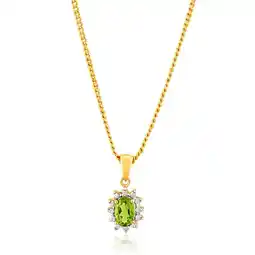 Shiels 9ct Yellow Gold Diamond and Peridot Pendant offer
