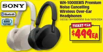 JB Hi-Fi WH-1000XM5 Premium Noise Cancelling Wireless Over-Ear Headphones offer