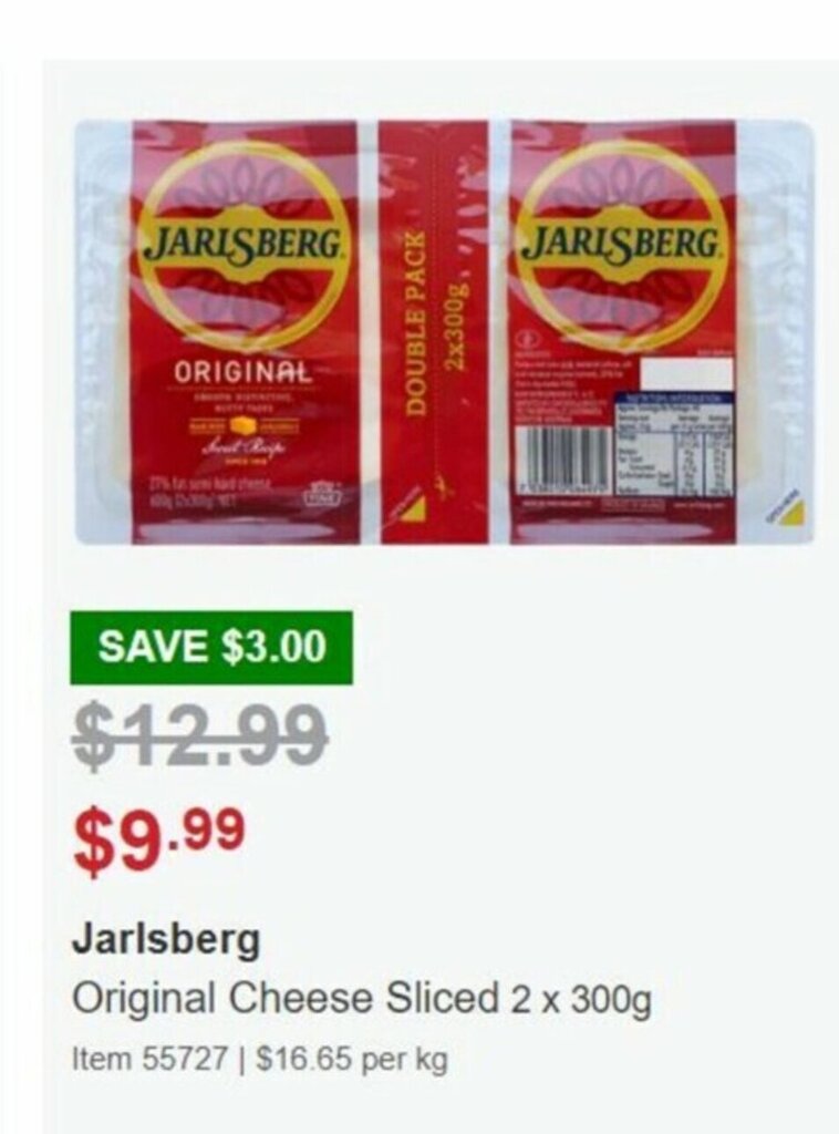 Jarlsberg Original Cheese Sliced 2 x 300g offer at Costco