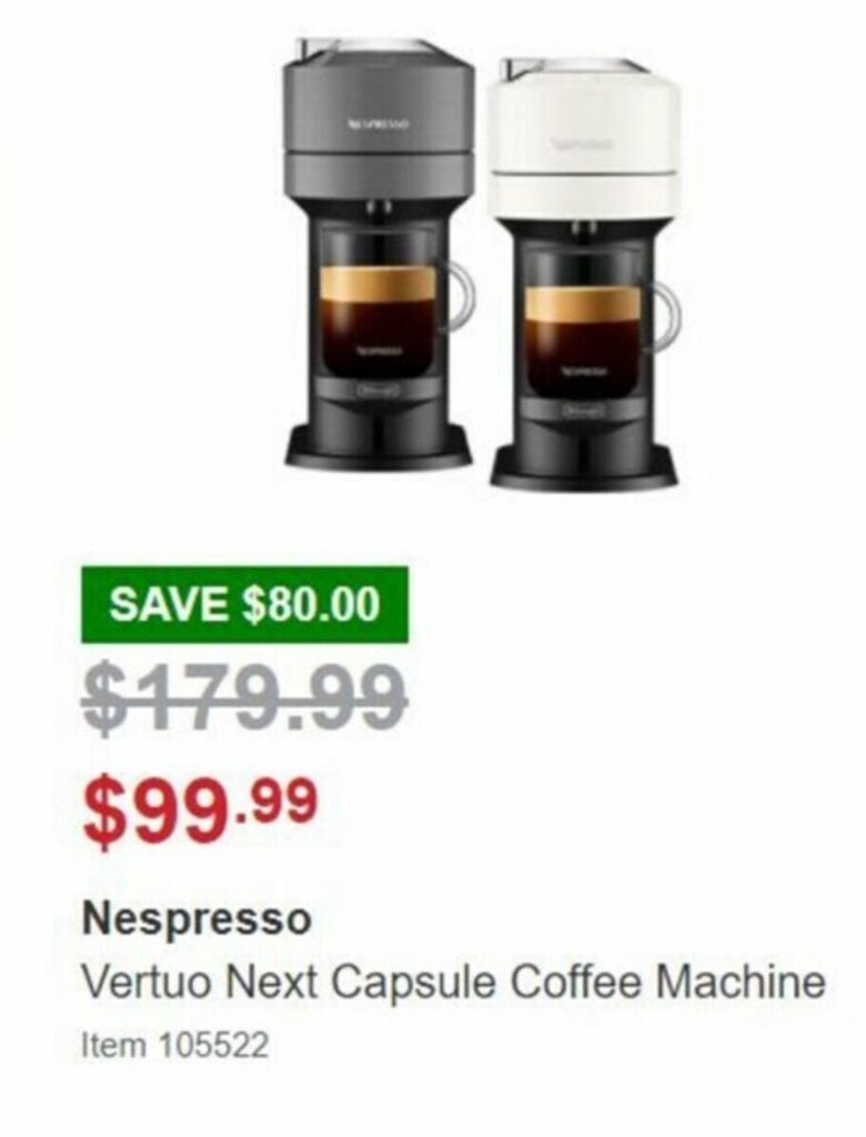 Nespresso Vertuo Next Capsule Coffee Machine offer at Costco