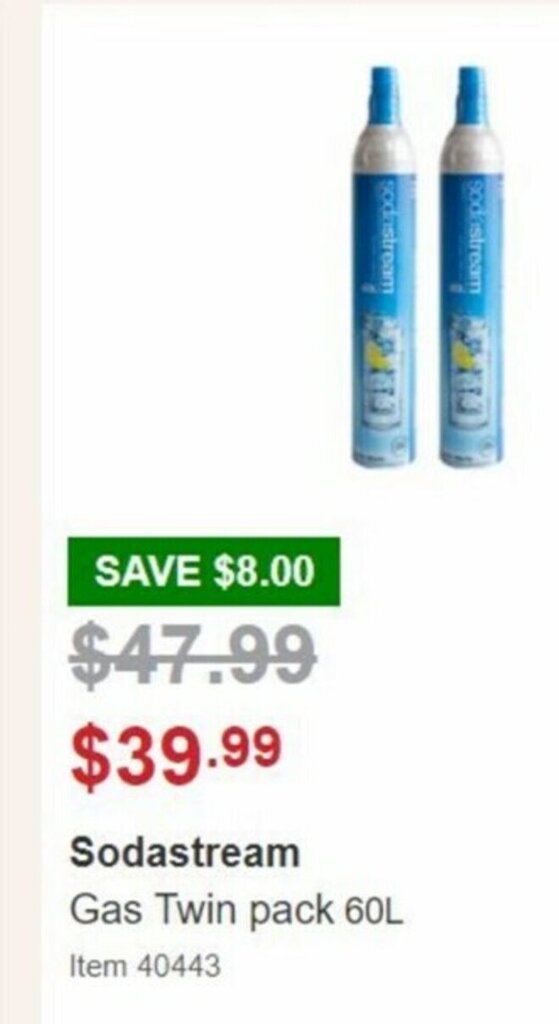 Sodastream Gas Twin Pack 60L offer at Costco