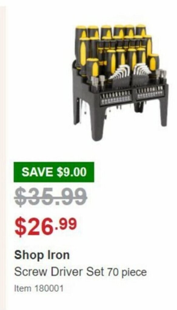 Shop Iron Screw Driver Set 70 Piece offer at Costco