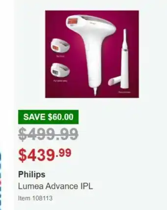 Costco Philips Lumea Advance IPL offer