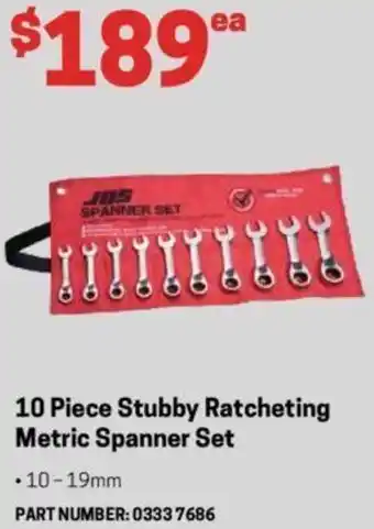 Blackwoods 10 Piece Stubby Ratcheting Metric Spanner Set offer