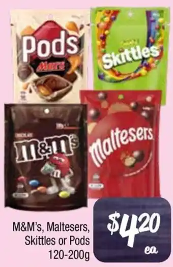 Farmer Jack's M&M's, Maltesers, Skittles or Pods offer