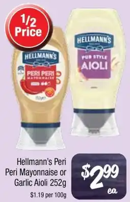 Farmer Jack's Hellmann's Peri Peri Mayonnaise or Garlic Aioli offer