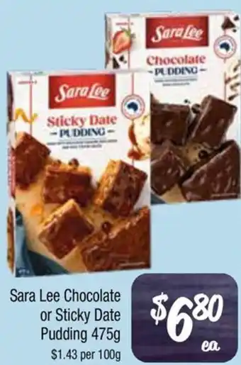 Farmer Jack's Sara Lee Chocolate or Sticky Date Pudding offer