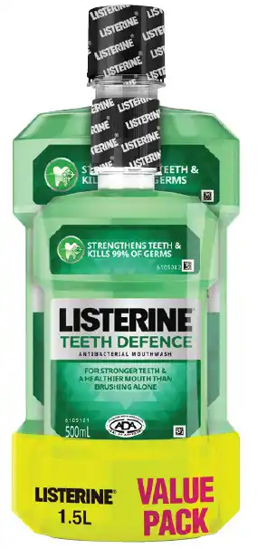 Discount Drug Stores Listerine teeth defence mouthwash 1 litre + 500ml offer