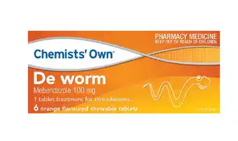 Discount Drug Stores Chemists' own de worm treatment 6 orange flavoured chewable tablets offer