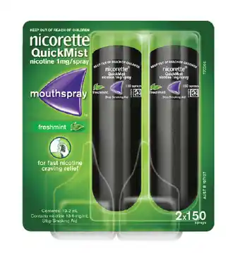 Discount Drug Stores Nicorette quickmist mouthspray freshmint duo (2 x 13.2ml) offer