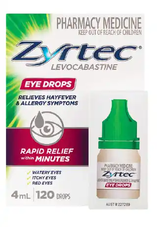 Discount Drug Stores Zyrtec hayfever & allergy relief eye drops 120 drops offer