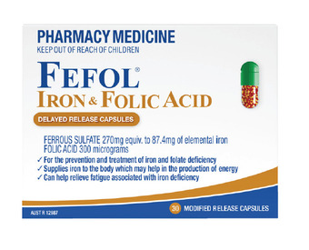 Discount Drug Stores Fefol iron & folic acid 30 capsules offer