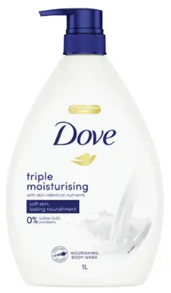 Dove triple moisturising body wash 1 litre