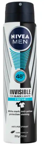 Nivea men anti-perspirant invisible black & white fresh 250ml