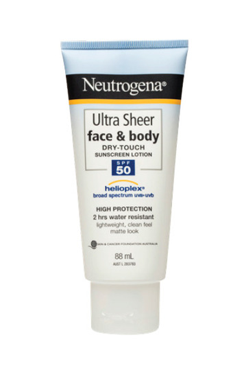 Discount Drug Stores Neutrogena ultra sheer face & body sunscreen lotion spf50 matte look 88ml offer