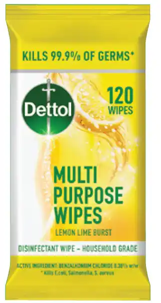 Discount Drug Stores Dettol multi-purpose wipes lemon 120 wipes offer