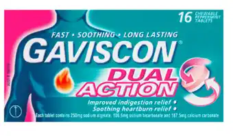 Chemist Discount Centre Gaviscon dual action regular 16 tablets offer
