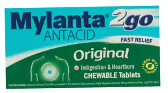 Mylanta 2 go original 100 chewable tablets