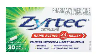 Zyrtec hayfever relief 10mg 30 tablets