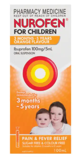 Chemist Discount Centre Nurofen for children 3 months - 5 years orange 100ml offer