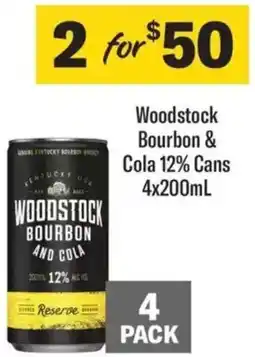 Liquorland Woodstock Bourbon & Cola 12% Cans offer