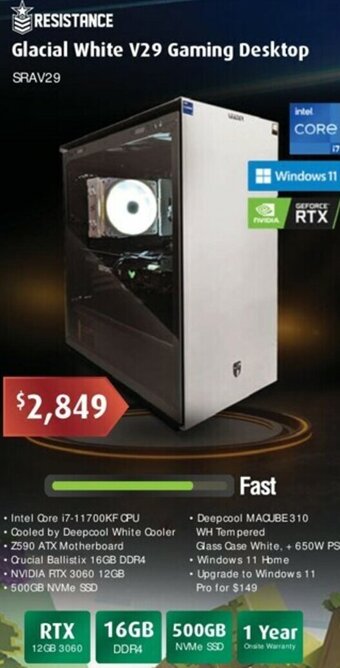 Glacial White V29 Gaming Desktop