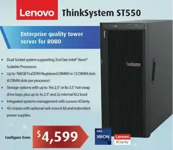 Leader Computers Lenovo ThinkSystem ST550 offer