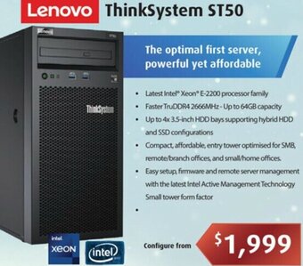 Leader Computers Lenovo ThinkSystem ST50 offer