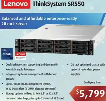 Leader Computers Lenovo ThinkSystem SR550 offer